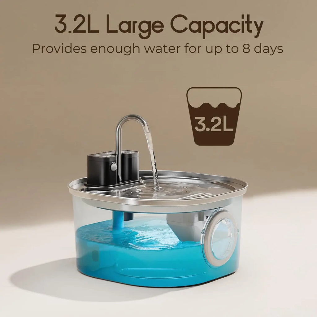 CURAPETS Stainless Steel Wireless Pet Fountain 3L