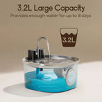 CURAPETS Stainless Steel Wireless Pet Fountain 3L