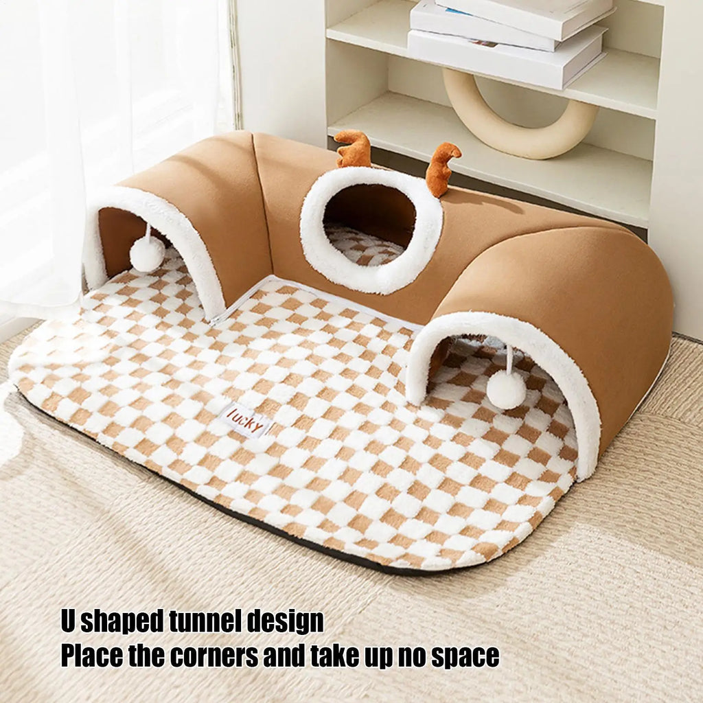 CURAPETS Cozy Corner Cat Tunnel Bed