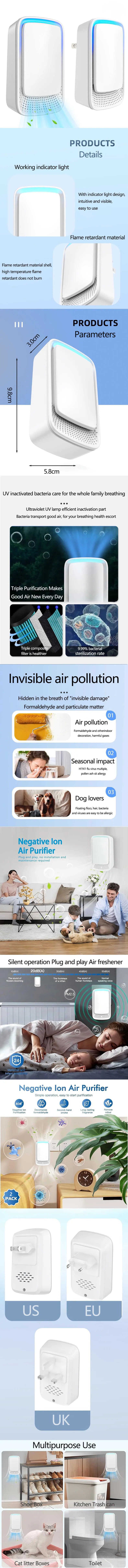 CURAPETS Mini Air Purifier & Pet Odor Deodorizer