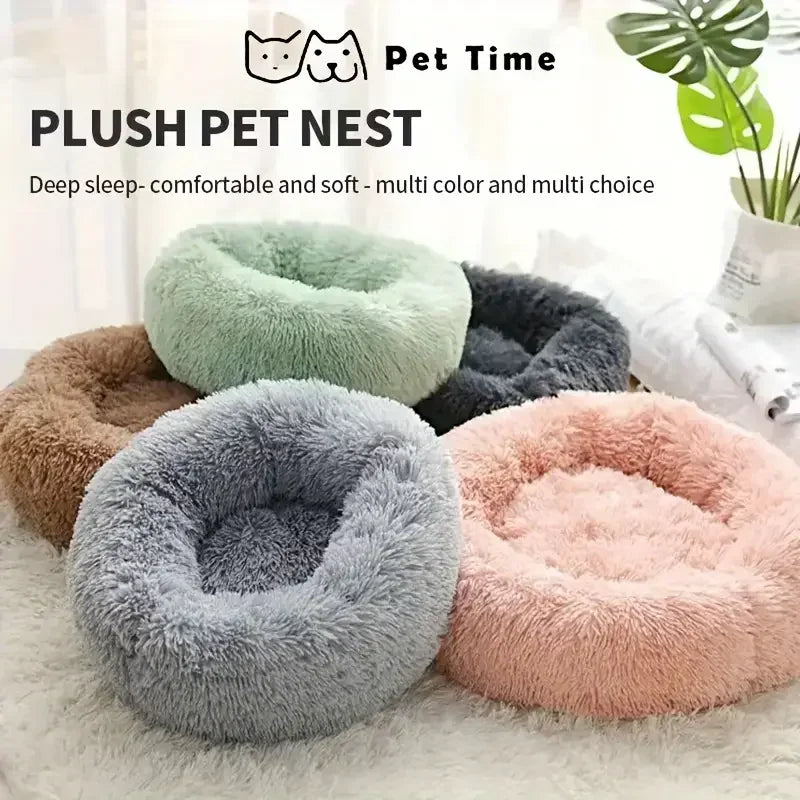 CURAPETS Cozy Round Plush Faux Fur Pet Bed