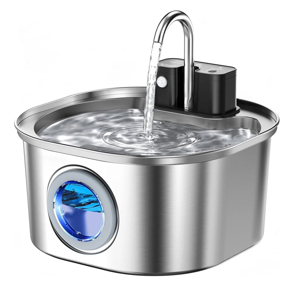 CURAPETS Stainless Steel Wireless Pet Fountain 3L