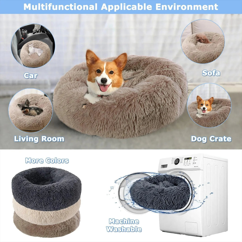 CURAPETS Plush Round Calming Pet Bed