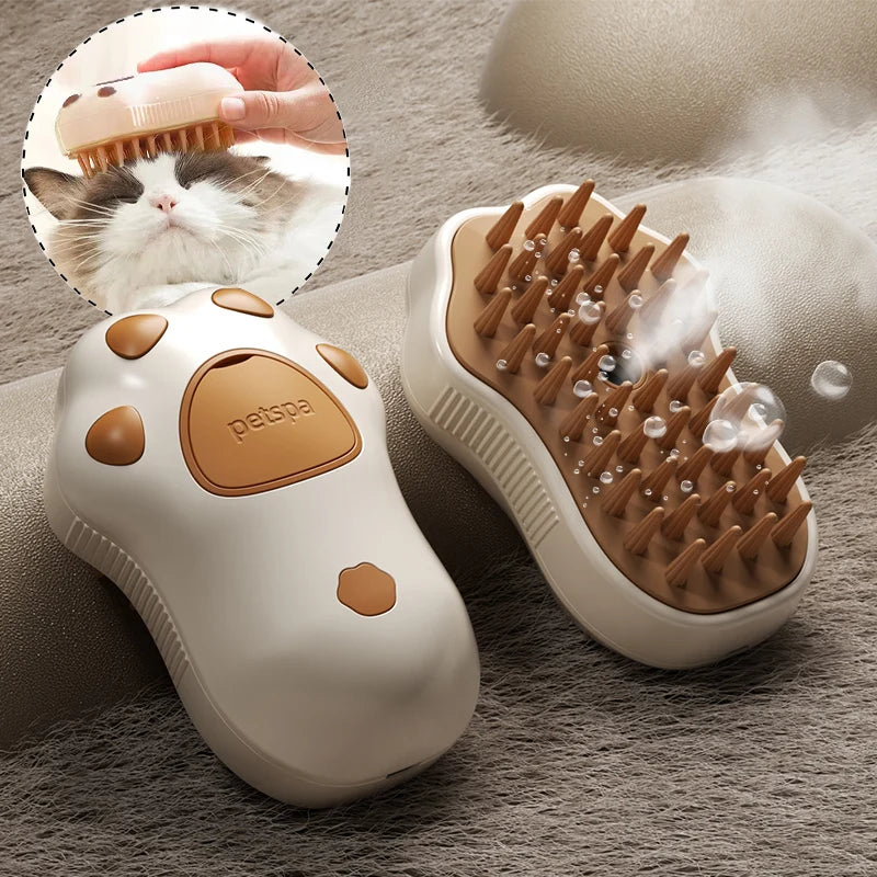 CURAPETS 3‑in‑1 Steam Grooming Brush