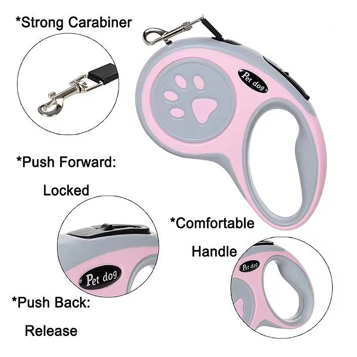 CURAPETS Paw Print Retractable Leash