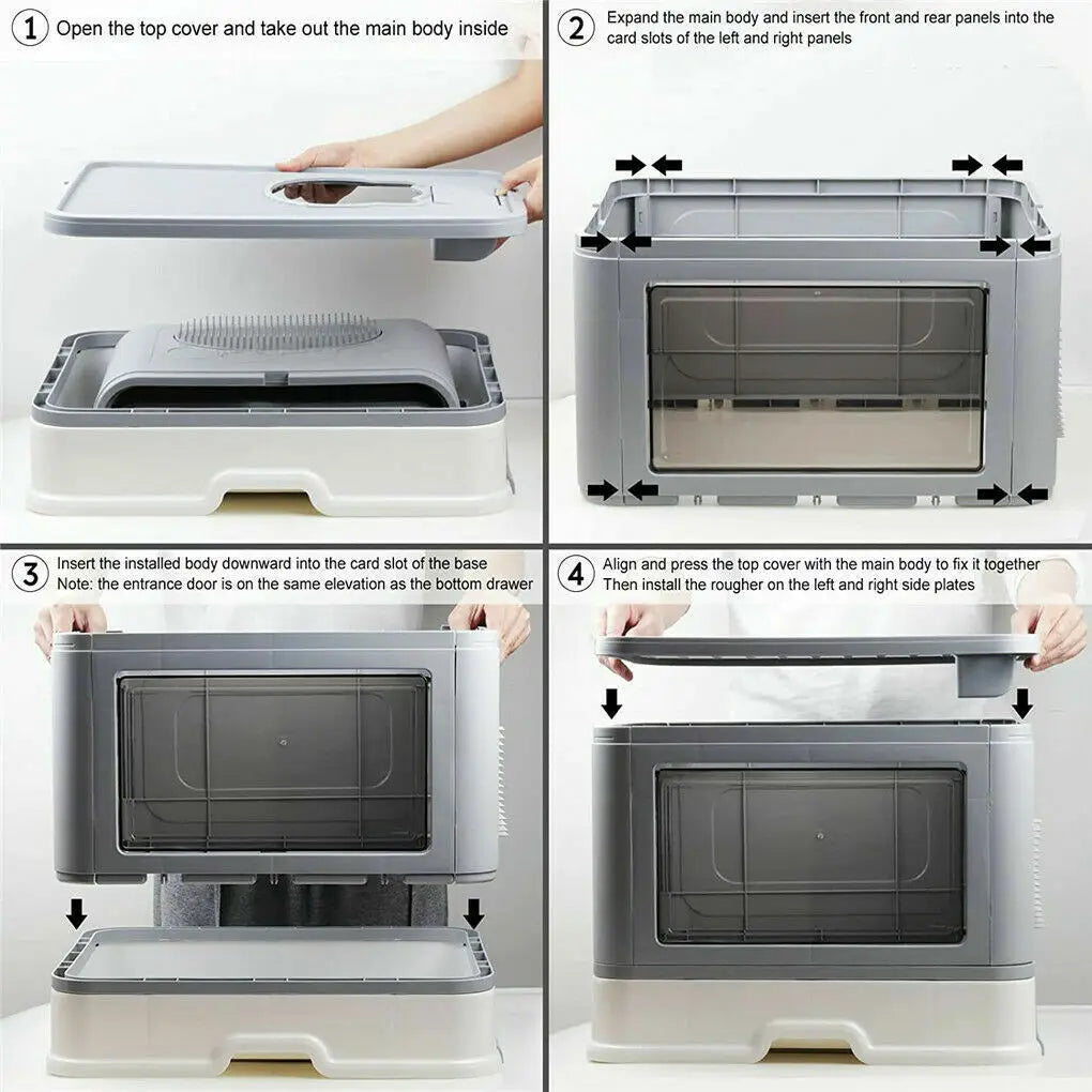 CURAPETS Foldable Enclosed Cat Litter Box