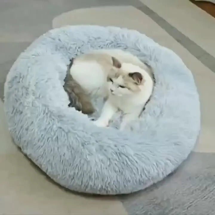 CURAPETS Cozy Round Plush Faux Fur Pet Bed