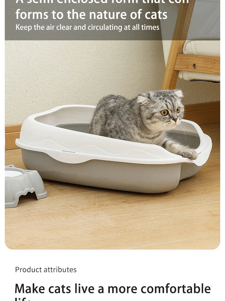 CURAPETS Semi-Enclosed Spatter-Proof Litter Box