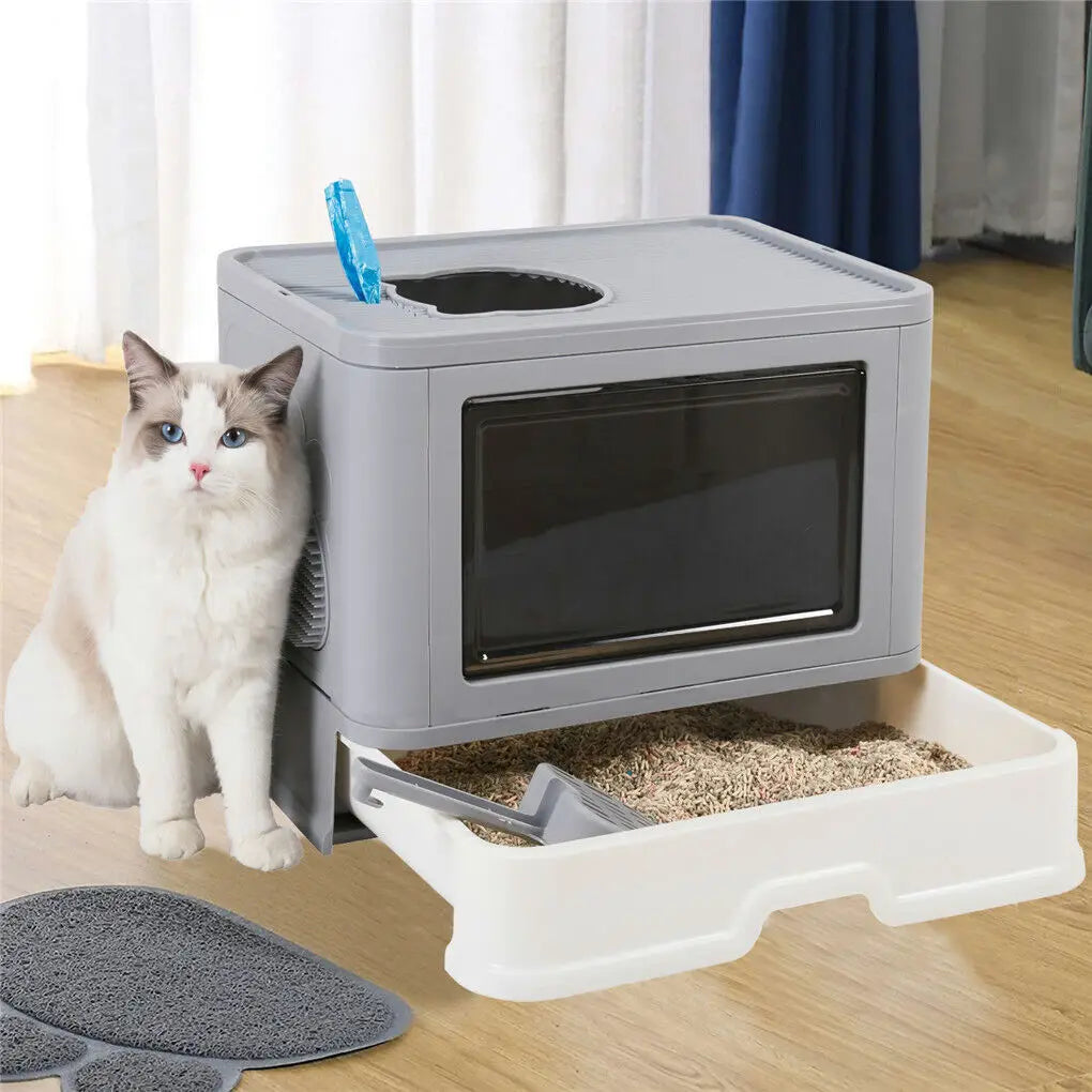 CURAPETS Foldable Enclosed Cat Litter Box