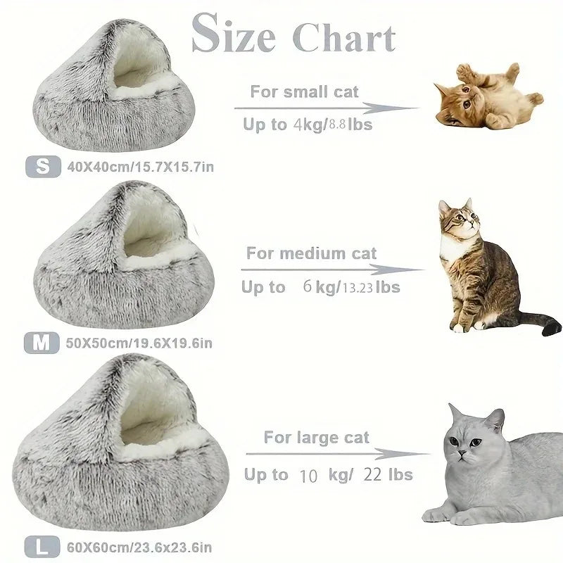 CURAPETS Winter Plush Calming Cat Bed