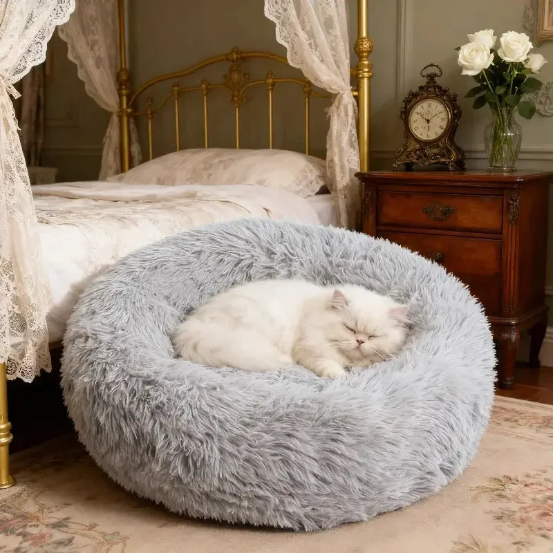 CURAPETS Cozy Round Plush Faux Fur Pet Bed