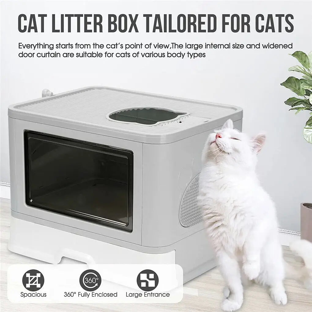 CURAPETS Foldable Enclosed Cat Litter Box