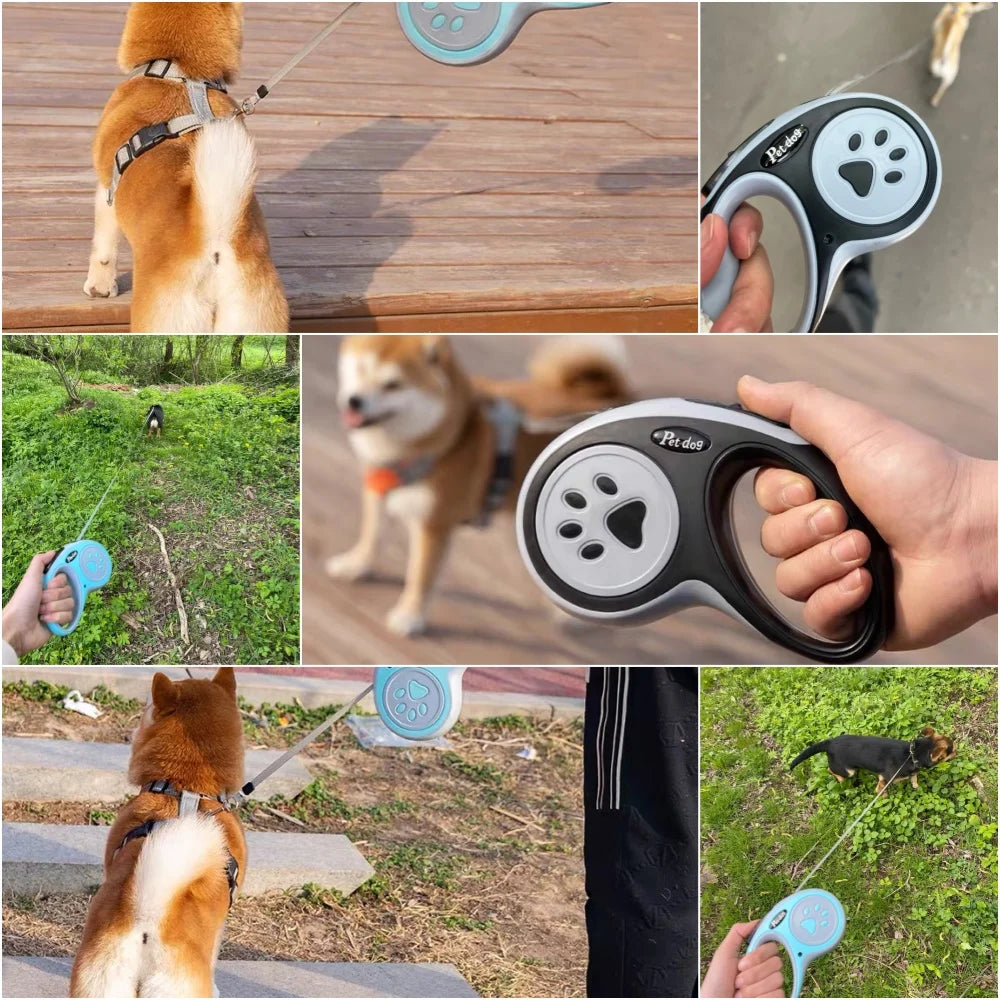 CURAPETS Paw Print Retractable Leash