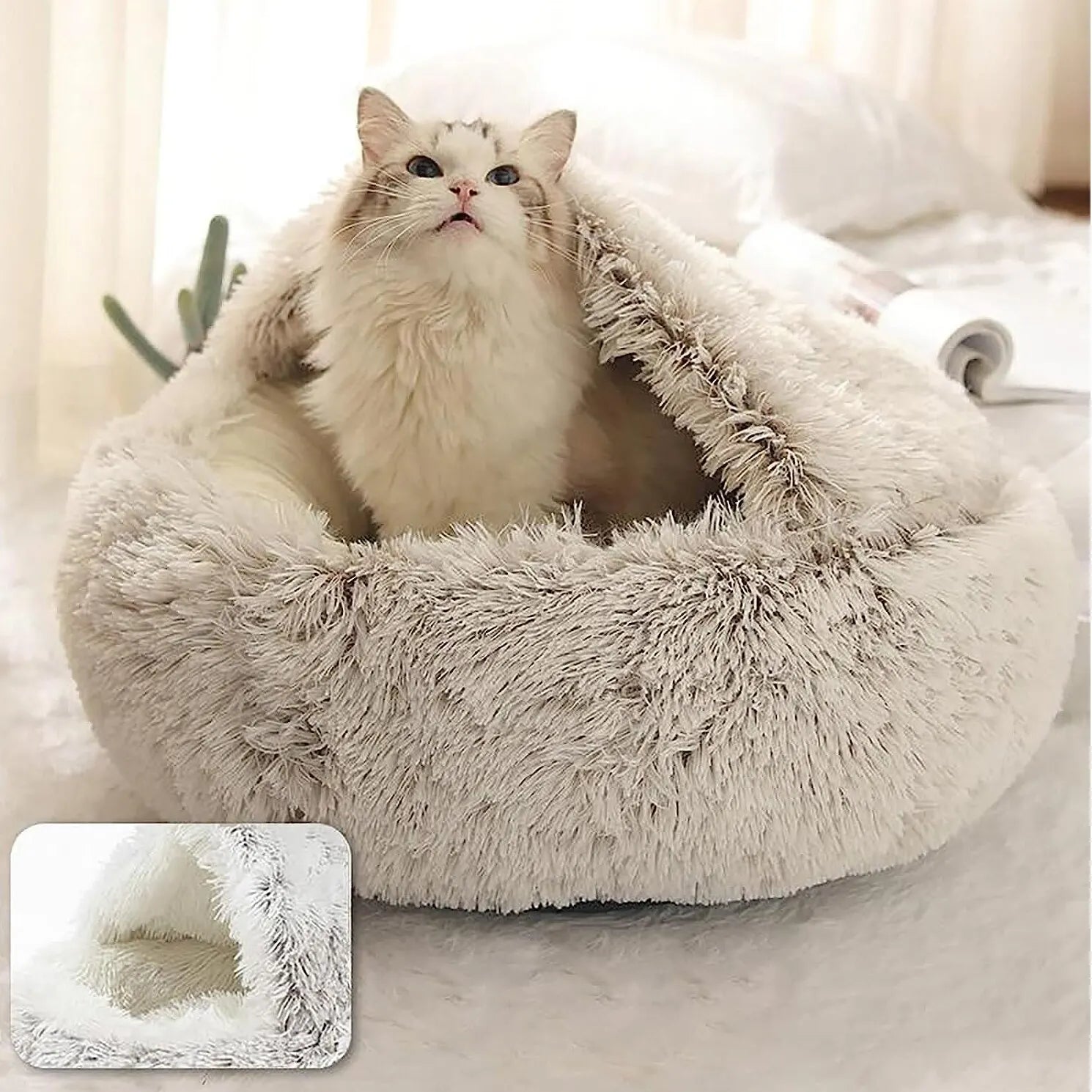 CURAPETS Plush Cave Nest Pet Bed