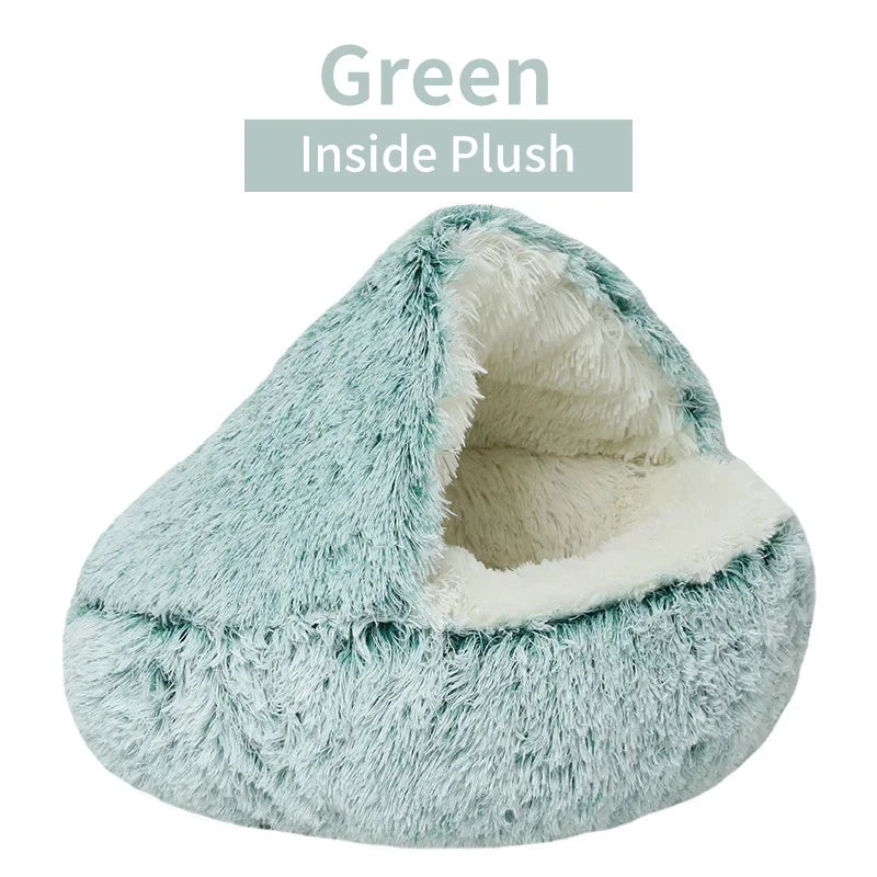 CURAPETS Winter Plush Calming Cat Bed