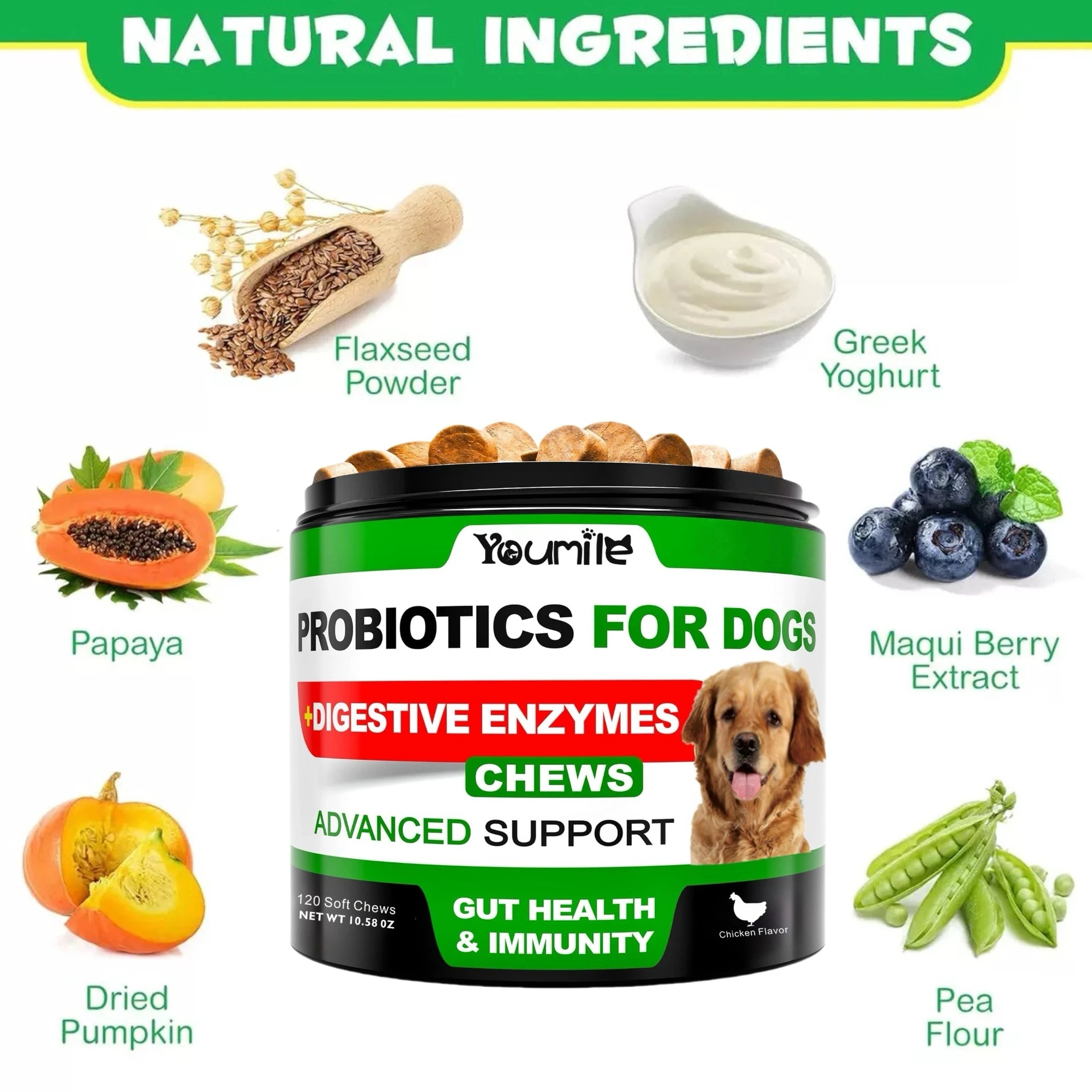 CURAPETS Digestive Support Probiotic Chews for Dogs