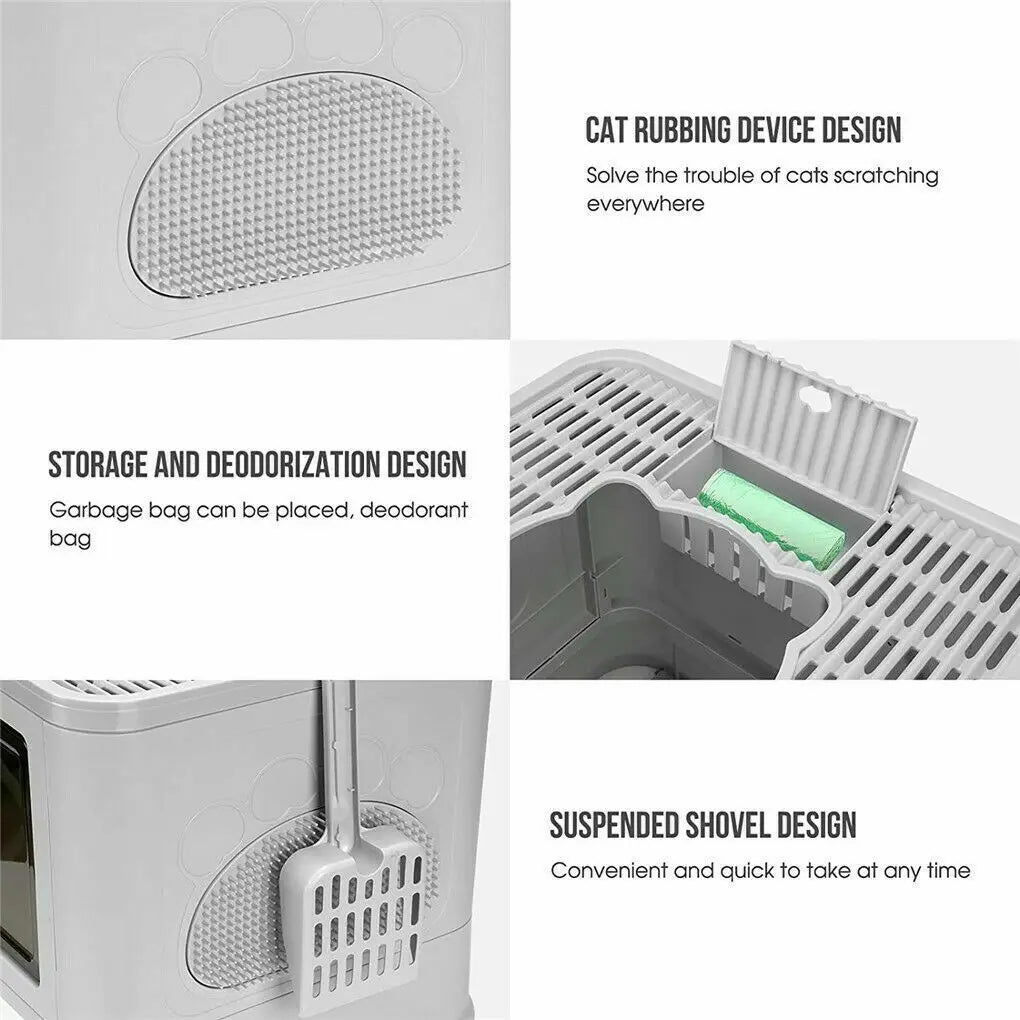 CURAPETS Foldable Enclosed Cat Litter Box