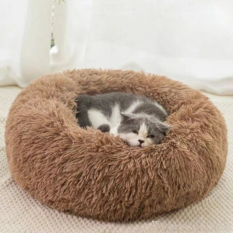 CURAPETS Cozy Round Plush Faux Fur Pet Bed