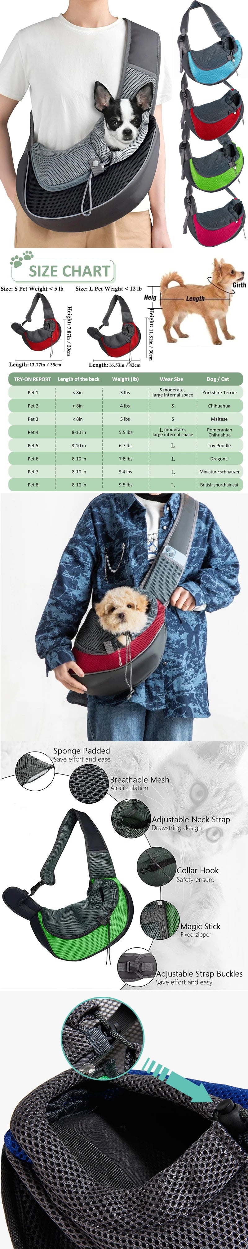 CURAPETS Mesh Sling Pet Carrier