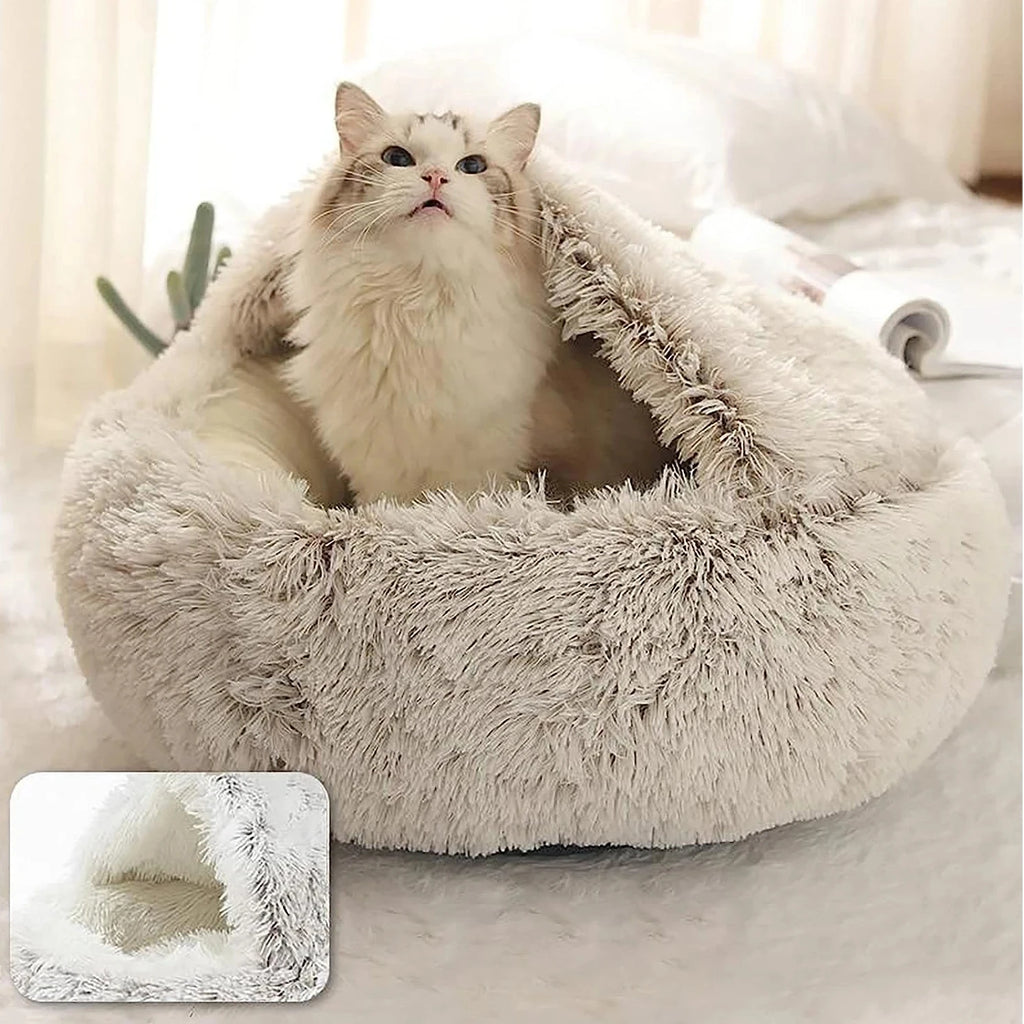 CURAPETS Plush Cave Nest Pet Bed
