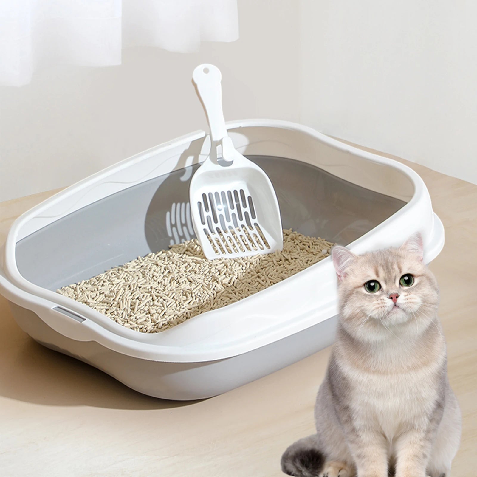 CURAPETS Semi-Enclosed Spatter-Proof Litter Box