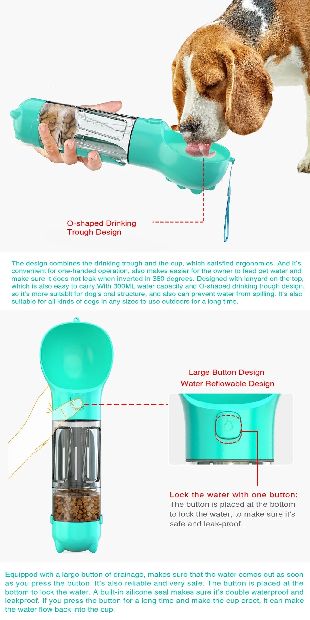 CURAPETS 3-in-1 Travel Hydration Bottle