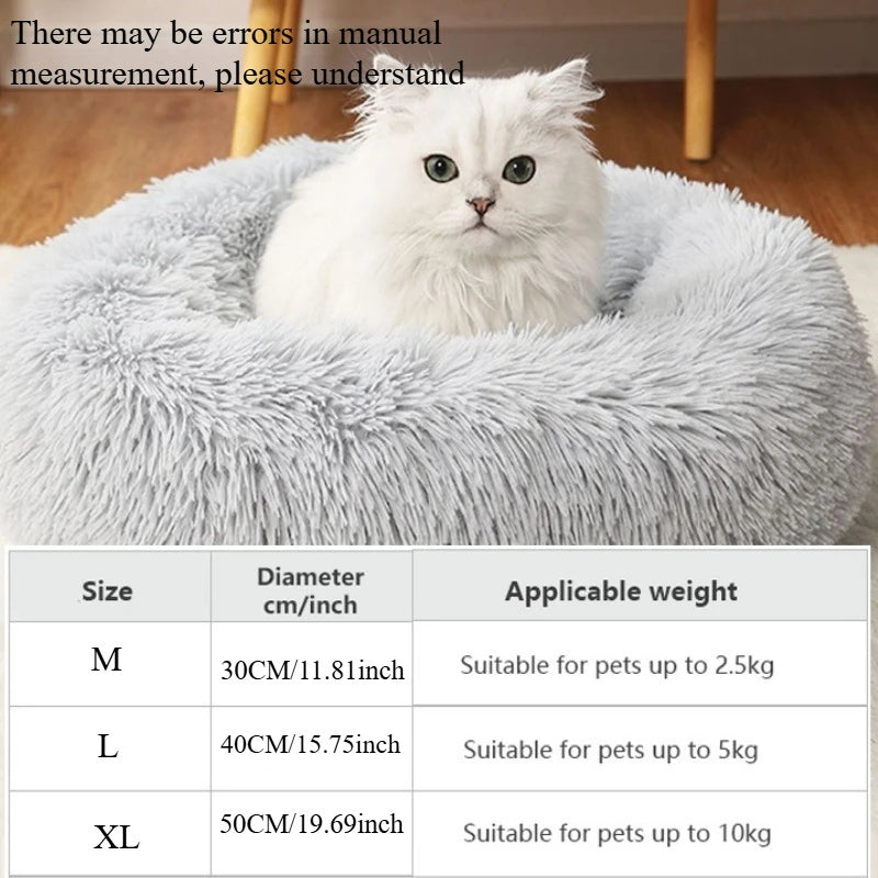 CURAPETS Cozy Round Plush Faux Fur Pet Bed