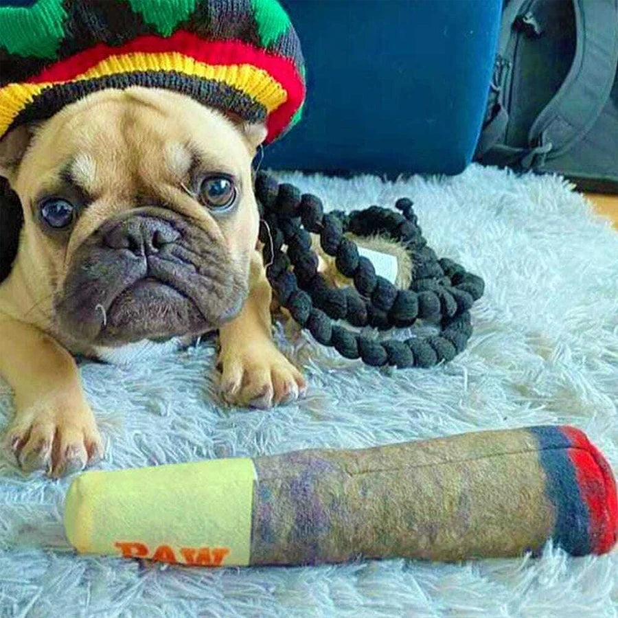 CURAPETS Plush Squeaky Cigar Dog Toy