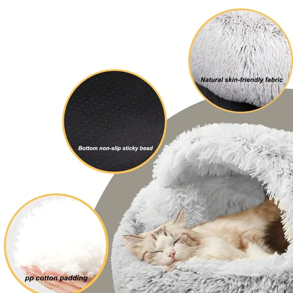 CURAPETS Plush Cave Nest Pet Bed