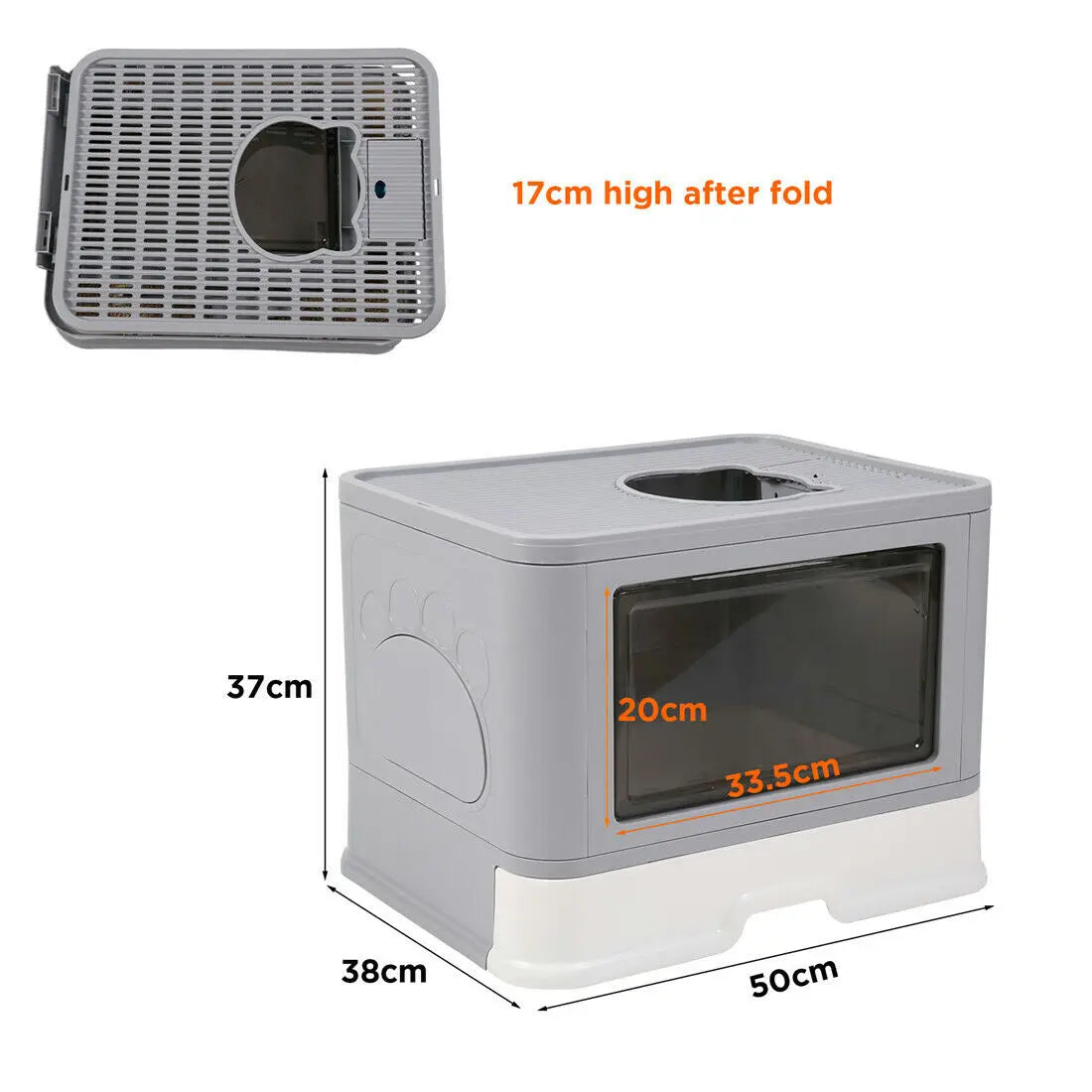 CURAPETS Foldable Enclosed Cat Litter Box