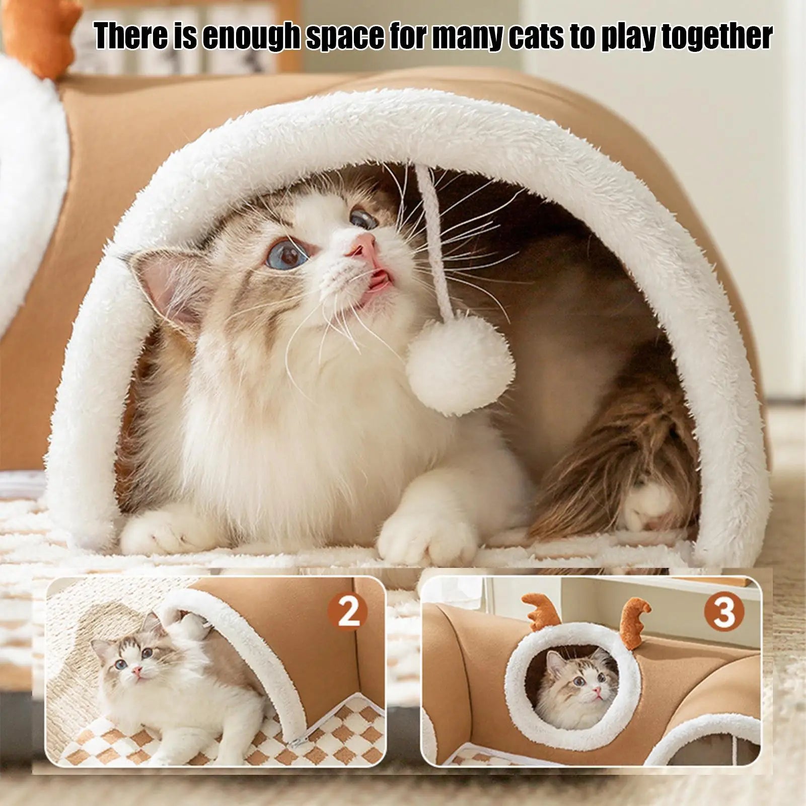 CURAPETS Cozy Corner Cat Tunnel Bed