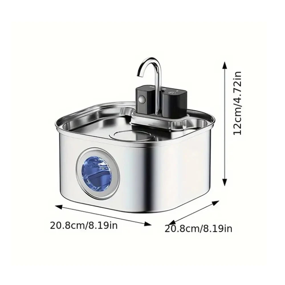 CURAPETS Stainless Steel Wireless Pet Fountain 3L