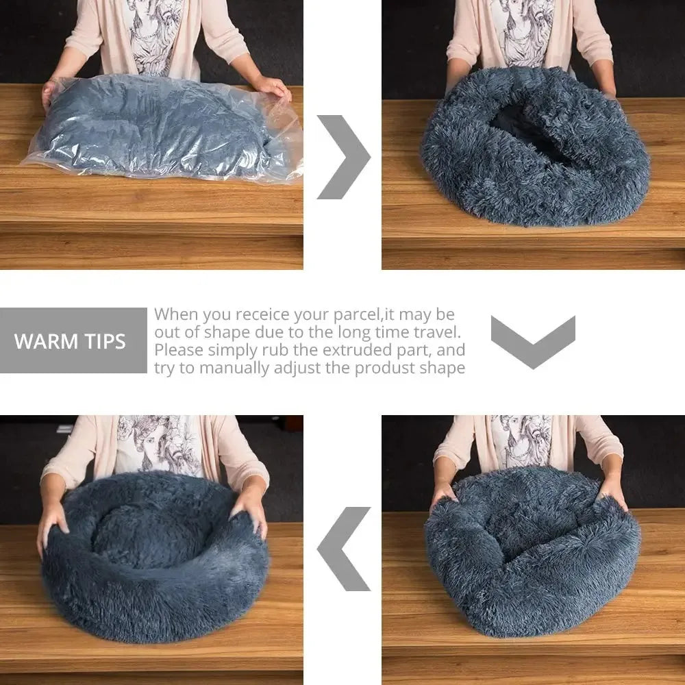 CURAPETS Plush Round Calming Pet Bed
