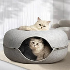 CURAPETS Felt Donut Tunnel Cat Bed