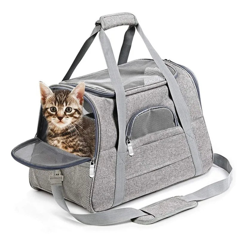 CURAPETS Foldable Mesh Pet Travel Carrier