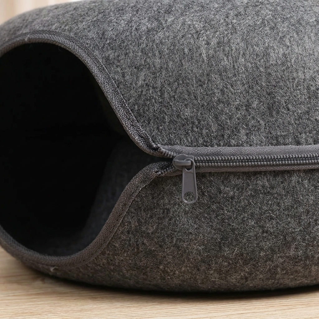 CURAPETS Felt Donut Tunnel Cat Bed