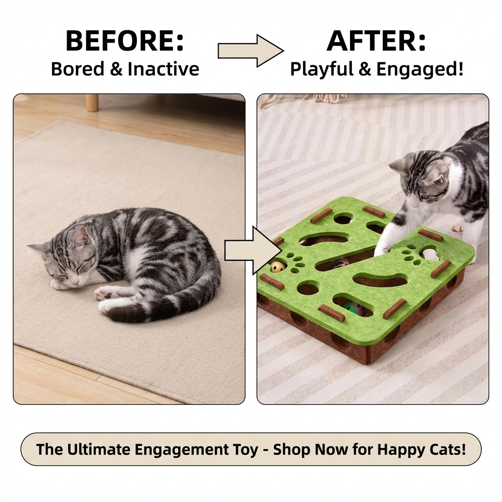 CURAPETS Felt Puzzle Box Cat Toy