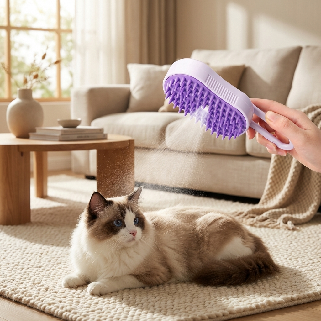 CURAPETS Steamy Electric Grooming Brush