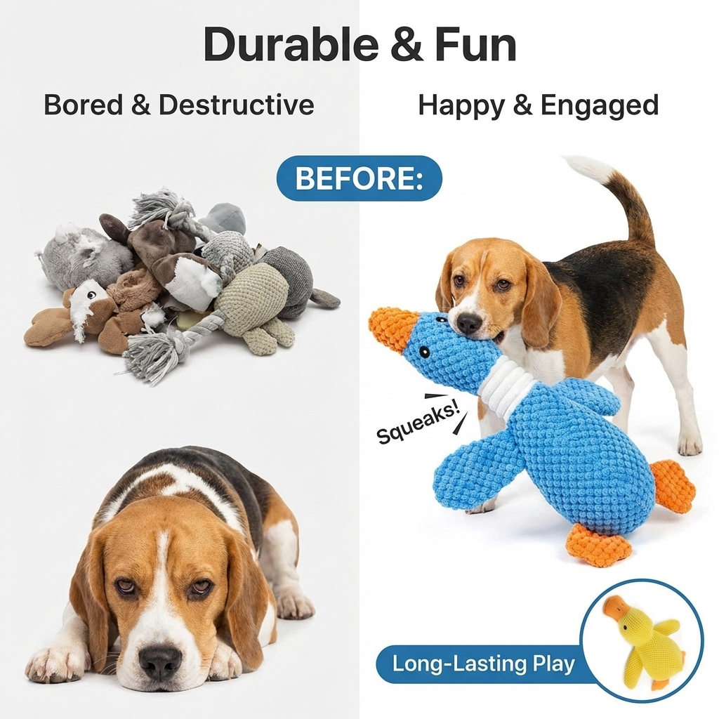 CURAPETS Plush Goose Squeak Chew Toy
