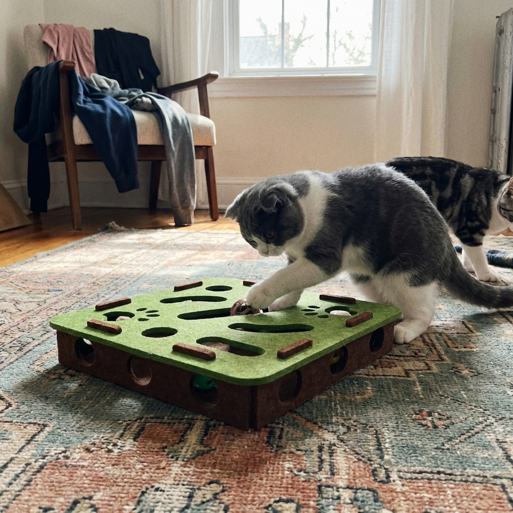 CURAPETS Felt Puzzle Box Cat Toy