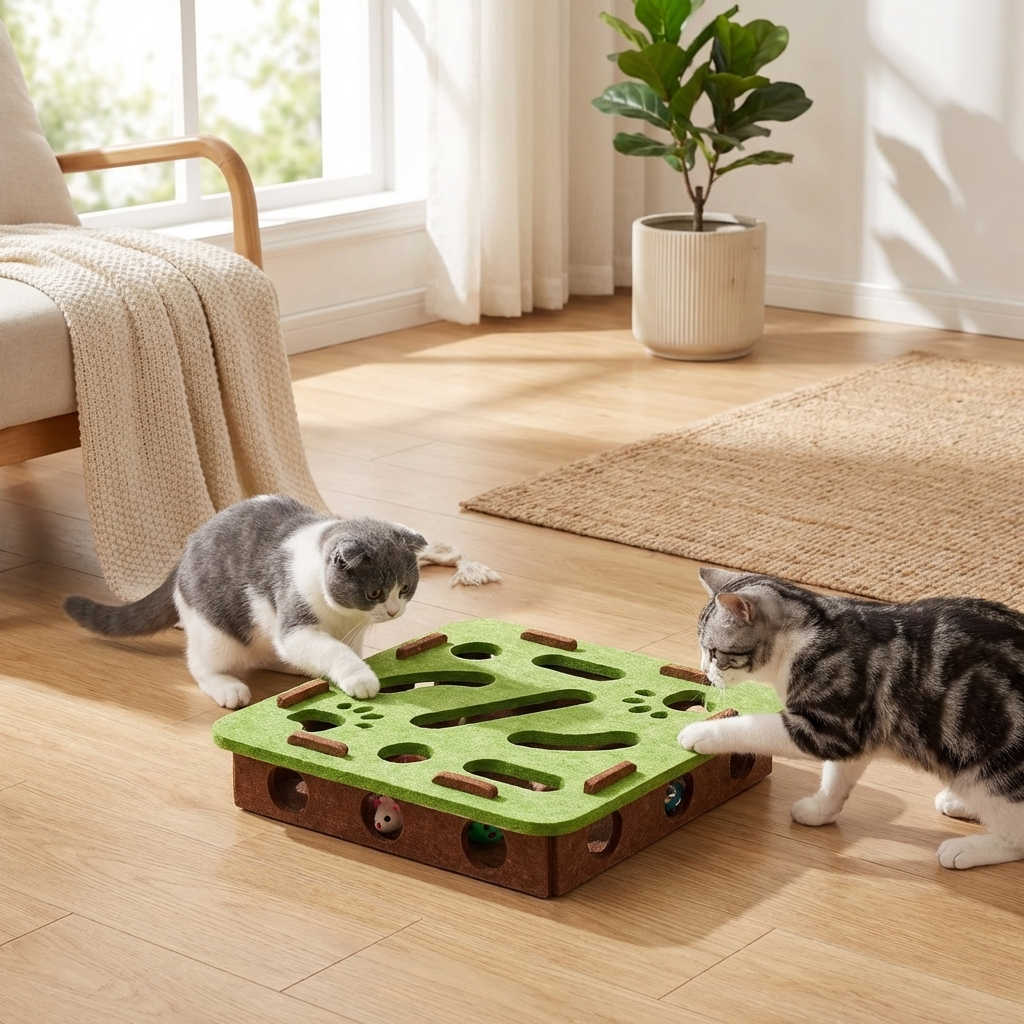 CURAPETS Felt Puzzle Box Cat Toy