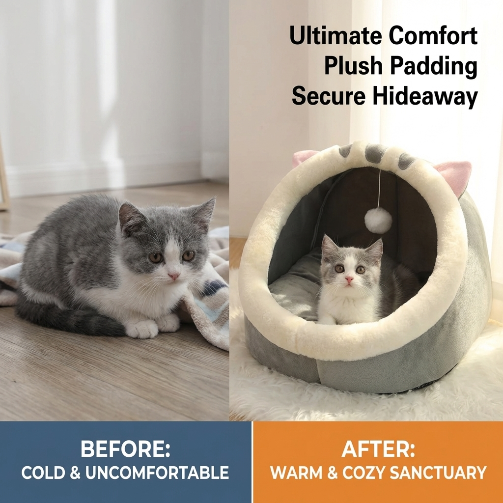 CURAPETS Deep Sleep Cat Cave Bed