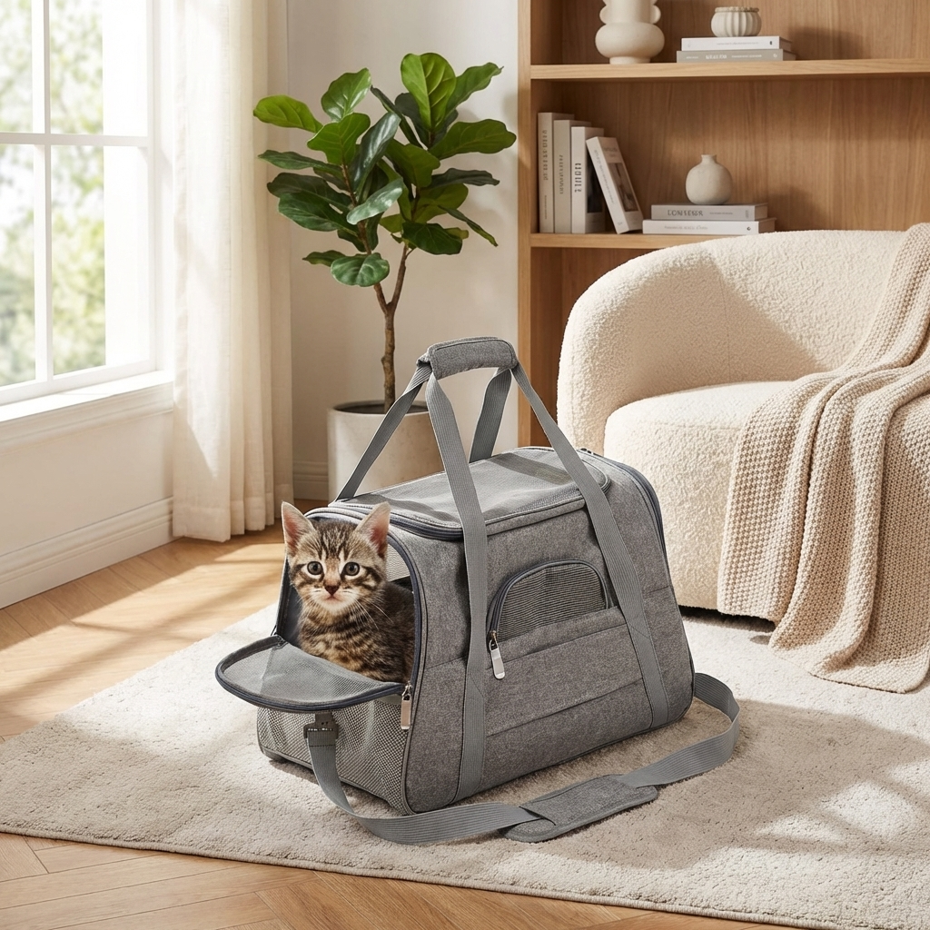 CURAPETS Foldable Mesh Pet Travel Carrier