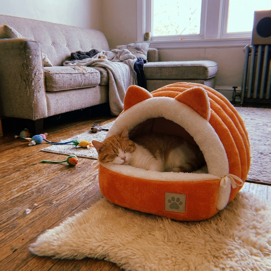 CURAPETS Cozy Cat Ear Enclosed Bed