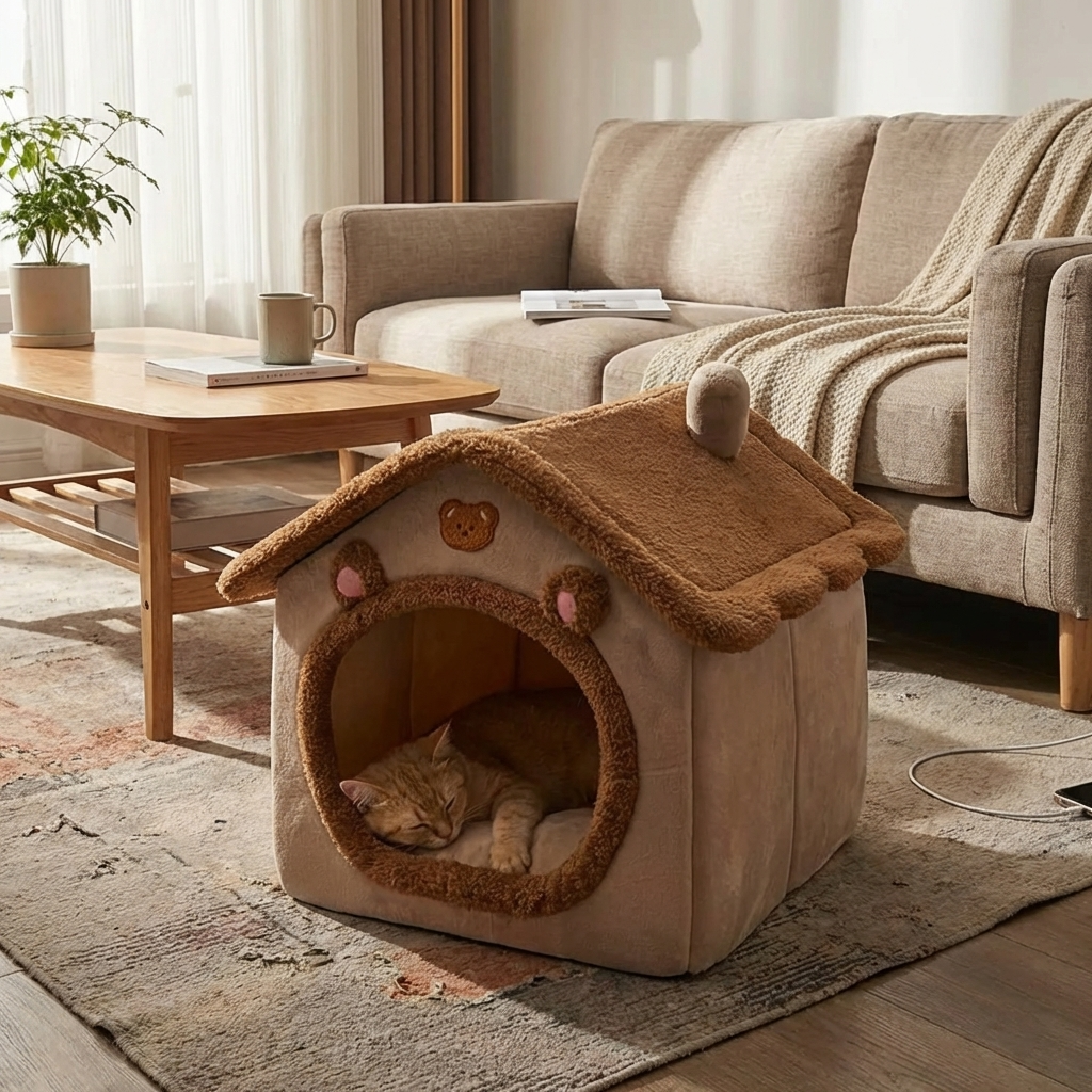 CURAPETS Cozy Foldable Pet Cave Bed