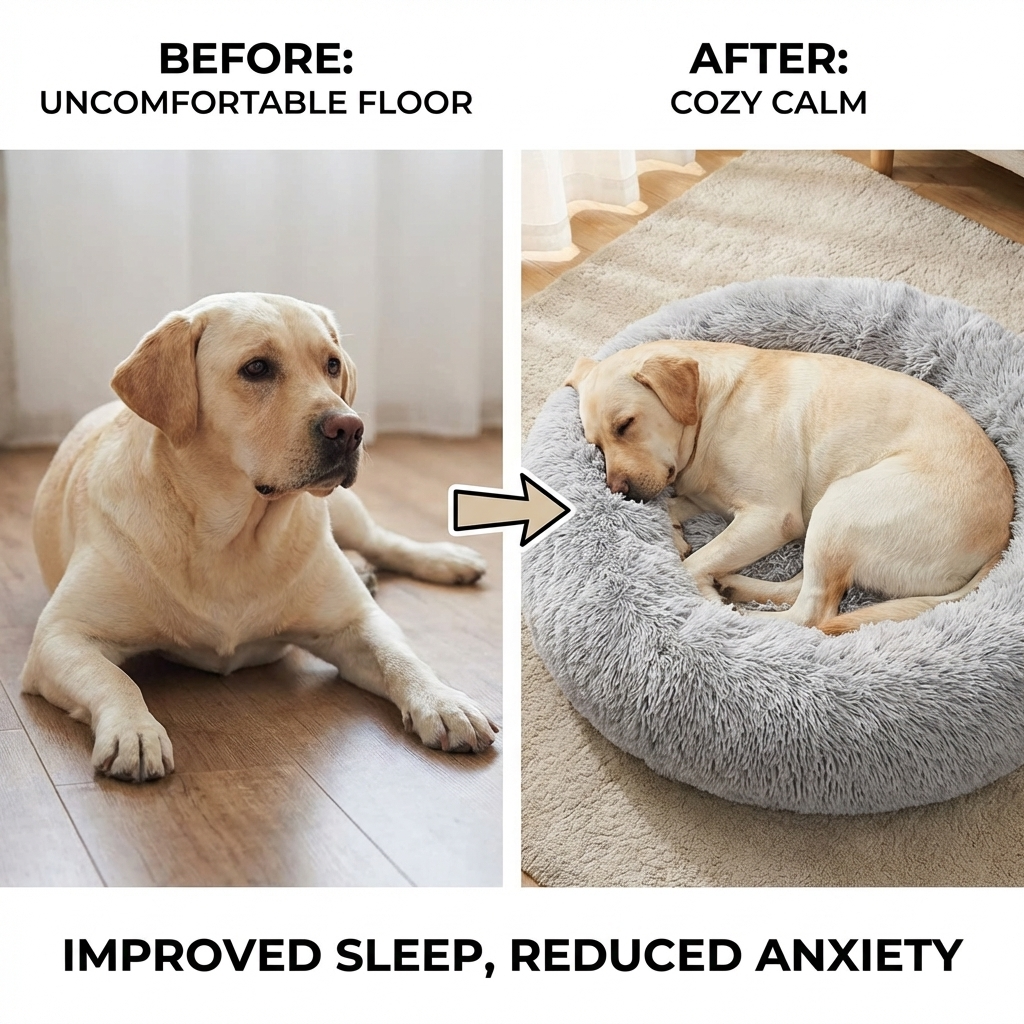 CURAPETS Plush Donut Calming Pet Bed