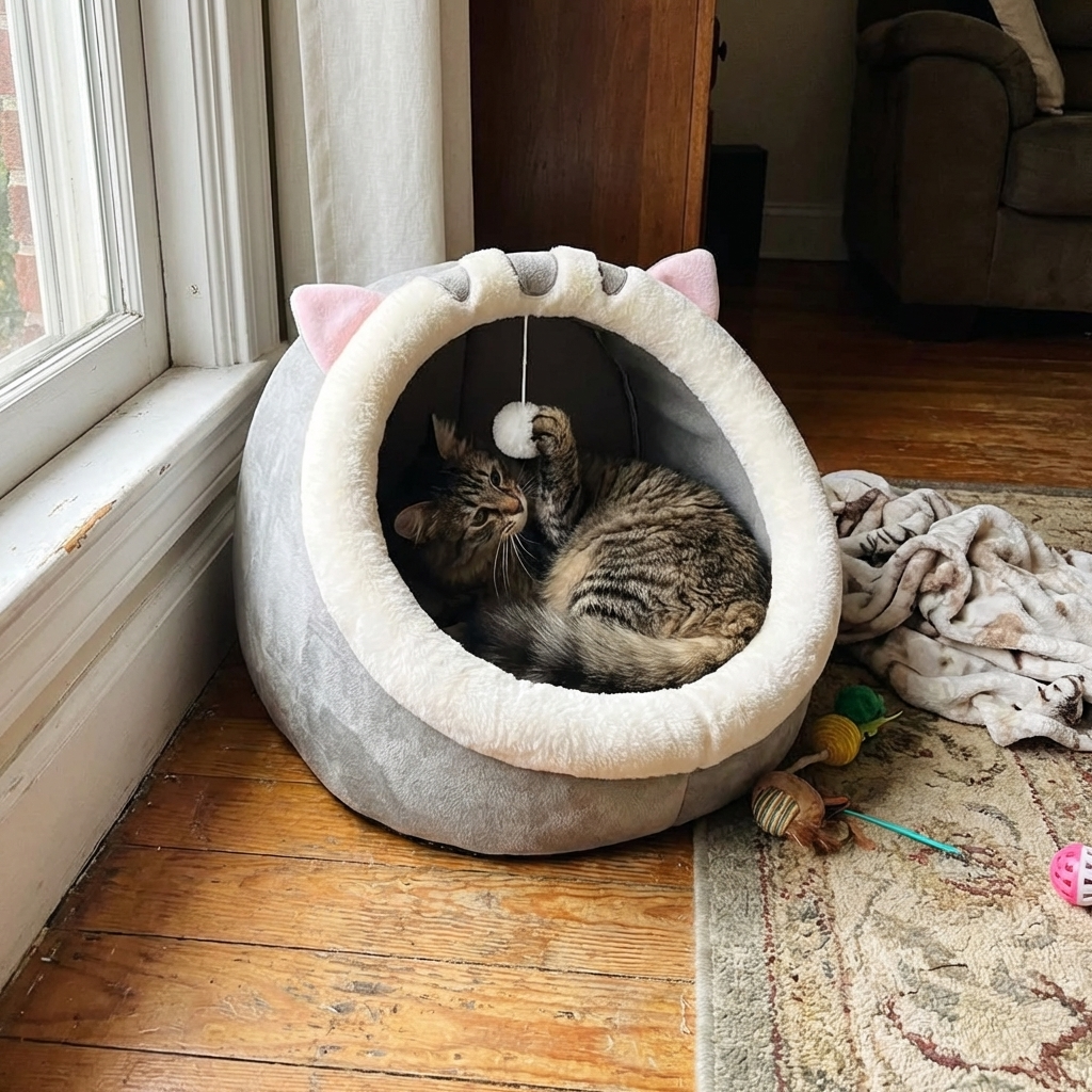 CURAPETS Deep Sleep Cat Cave Bed