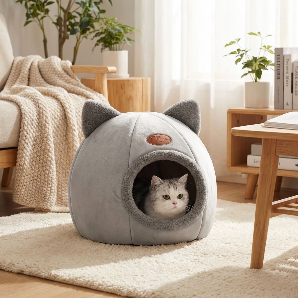 CURAPETS Deep Sleep Winter Cave Pet Bed